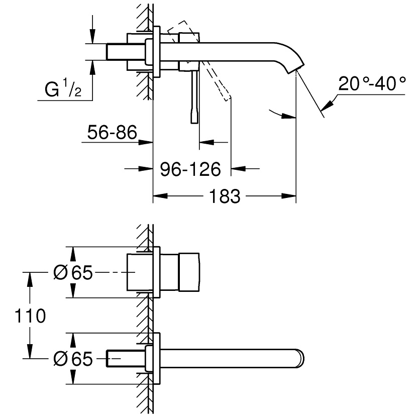 Смеситель для раковины Grohe Essence+ 19408001 внешняя часть