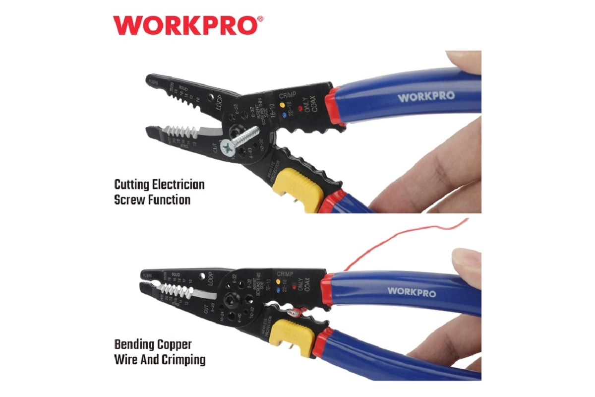Многофункциональные обжимные клещи WORKPRO 210 мм WP291009