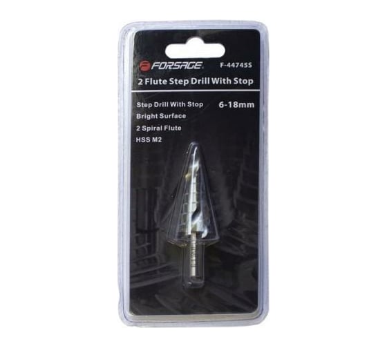 Сверло ступенчатое спиральное в блистере (6-18 мм; HSS M2) Forsage F-44745S 49040