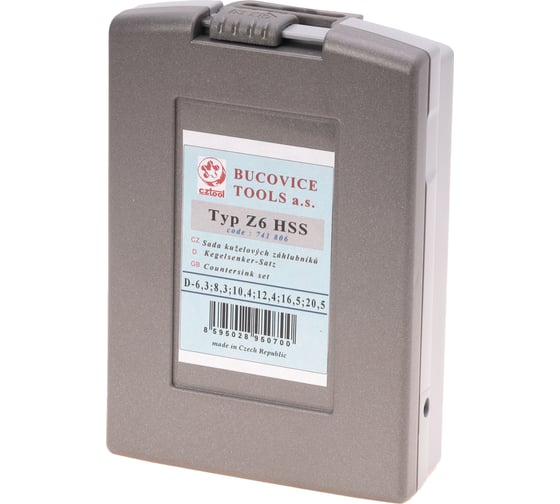 Набор зенковок 90° (6 шт; 6.3, 8.3, 10.4, 12.4, 16.5, 20.5; HSS) Bucovice Tools 741806