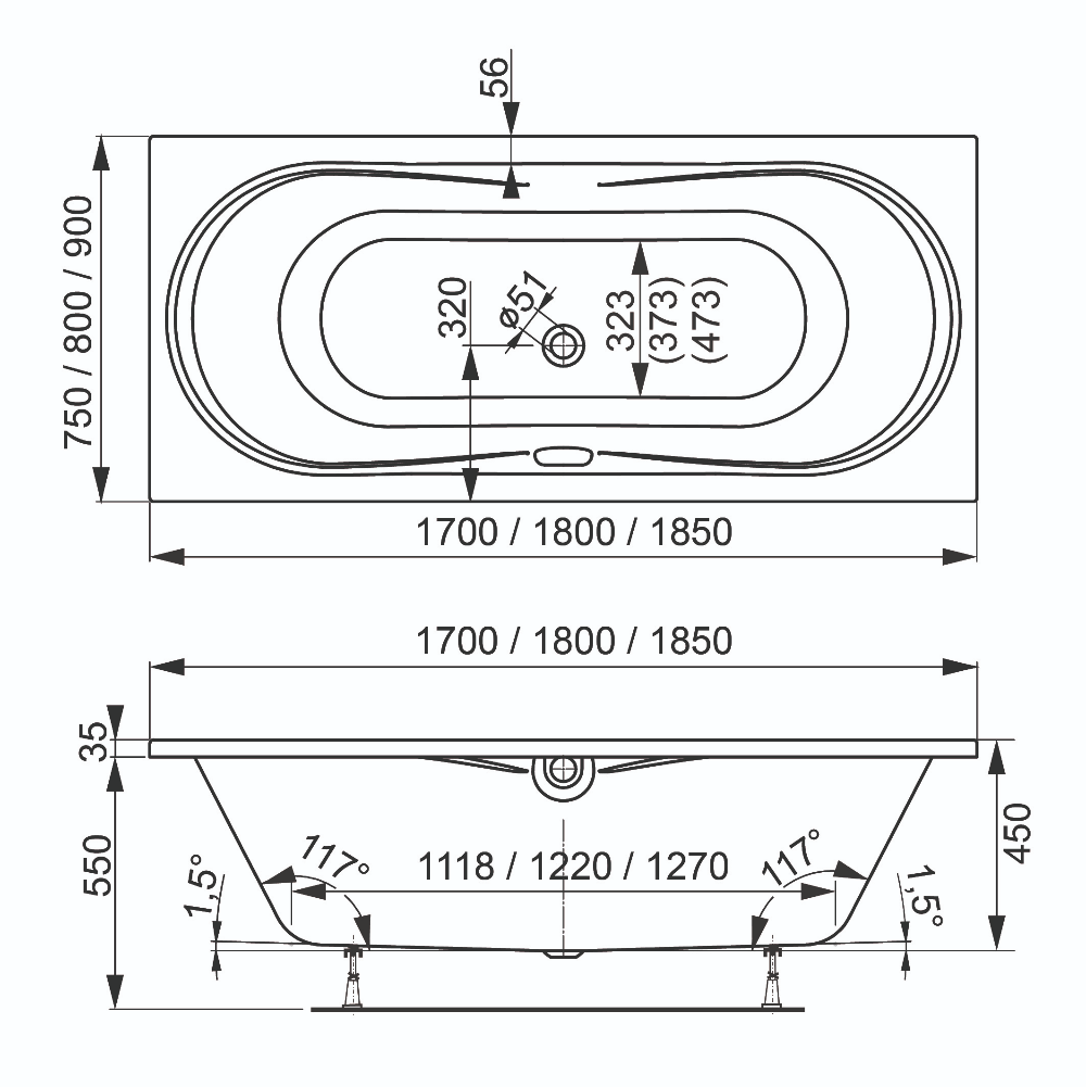 Акриловая ванна VagnerPlast Briana 185x90 см