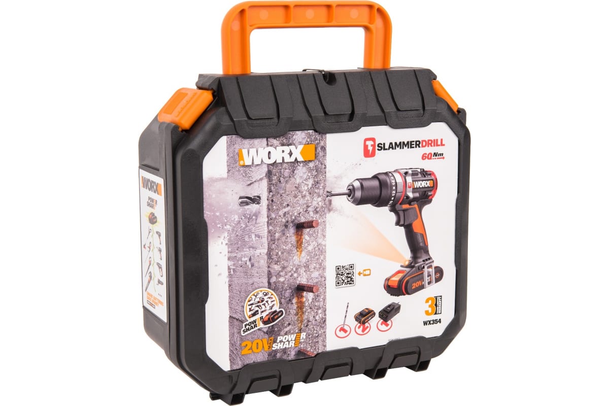 Аккумуляторная бесщеточная ударная дрель-шуруповерт Worx WX354