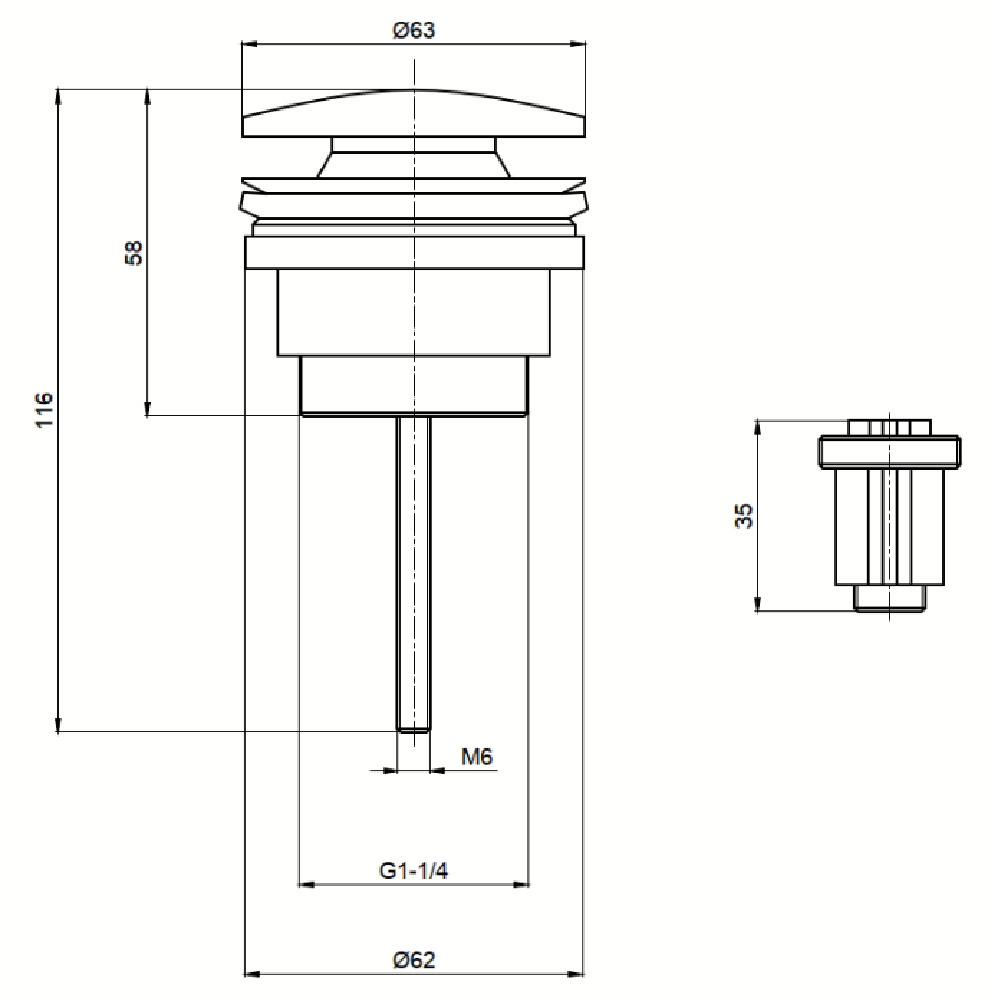 Донный клапан AQUAme AQM7003GM без перелива, металл