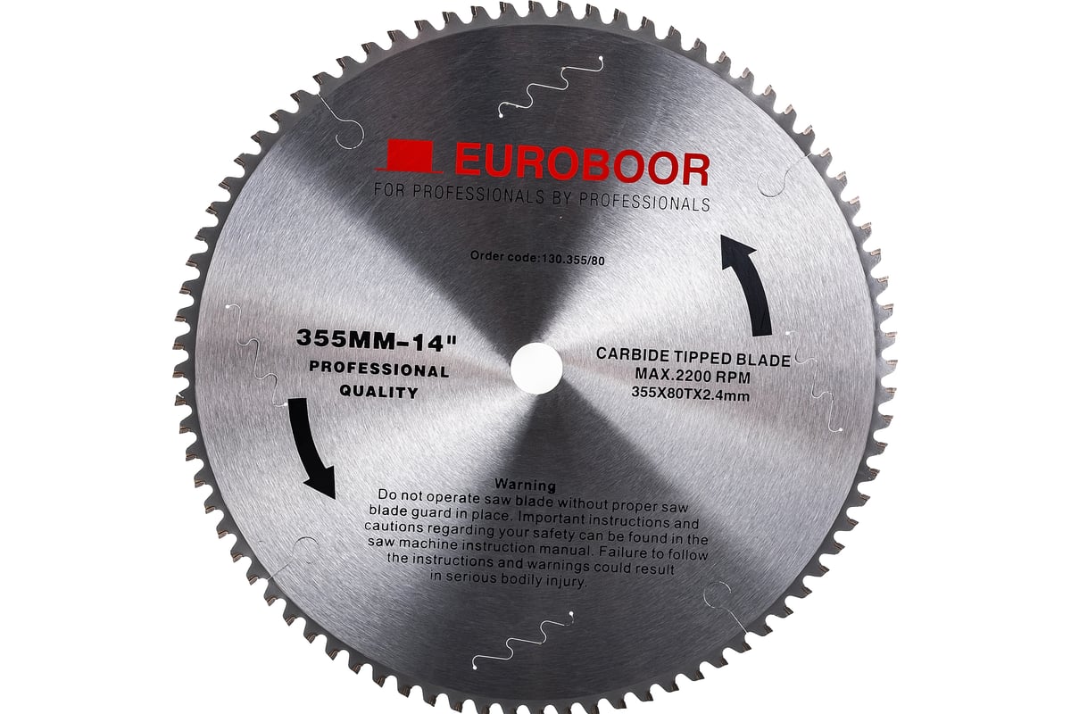 Диск пильный TCT по металлу (355х2.4х25.4 мм; 80 зубьев) Euroboor 130.355/80