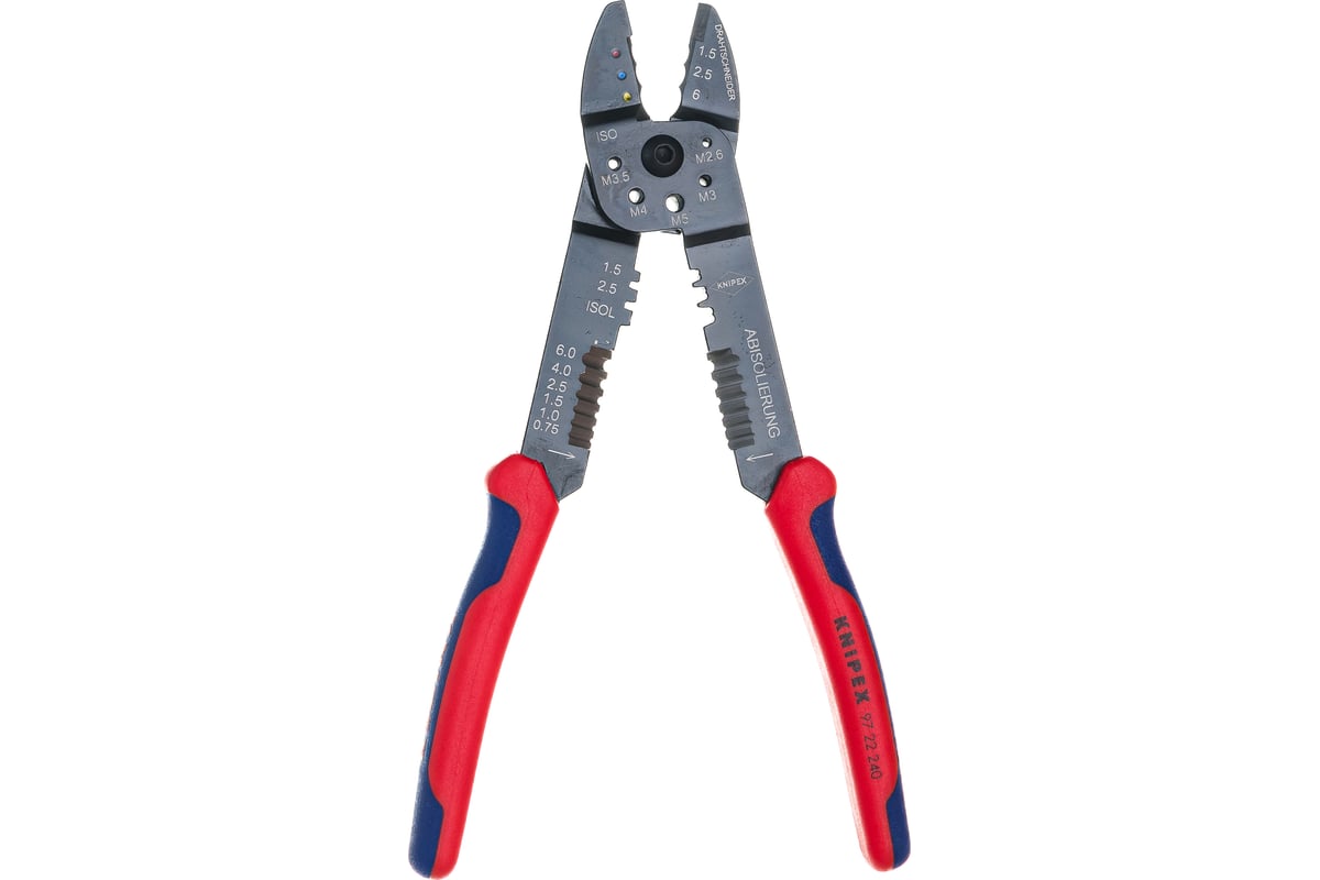 Пресс-клещи для резки и зачистки кабеля Knipex 3 гнезда KN-9722240SB