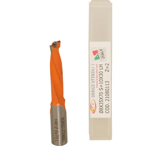 Сверло для глухих отверстий DORIGO HW Ø8x35x70 S=Ø10x30 Z=2 LH 21080113