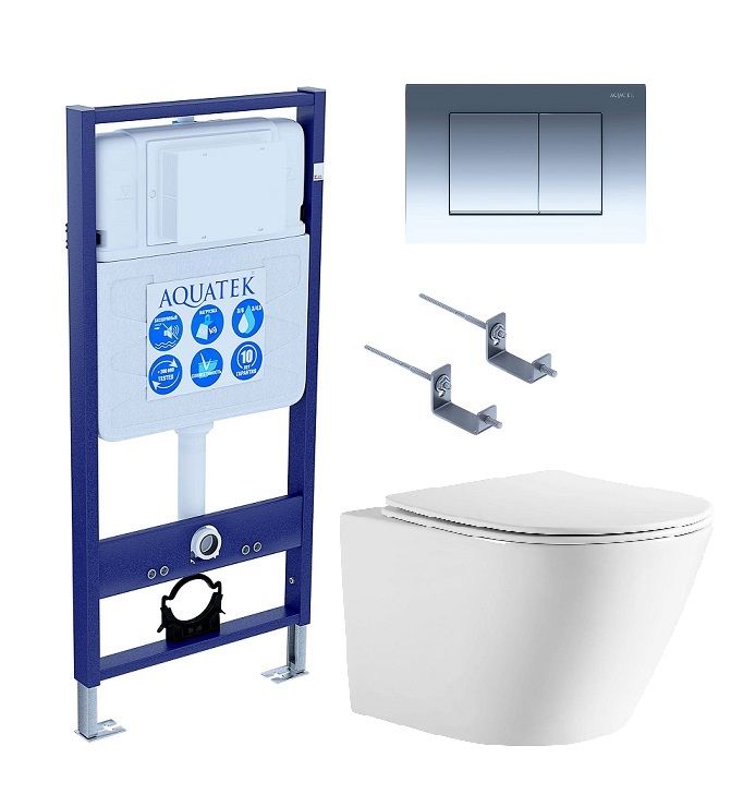 Подвесной унитаз SET Aquatek Либерти-010 4в1, кнопка хром