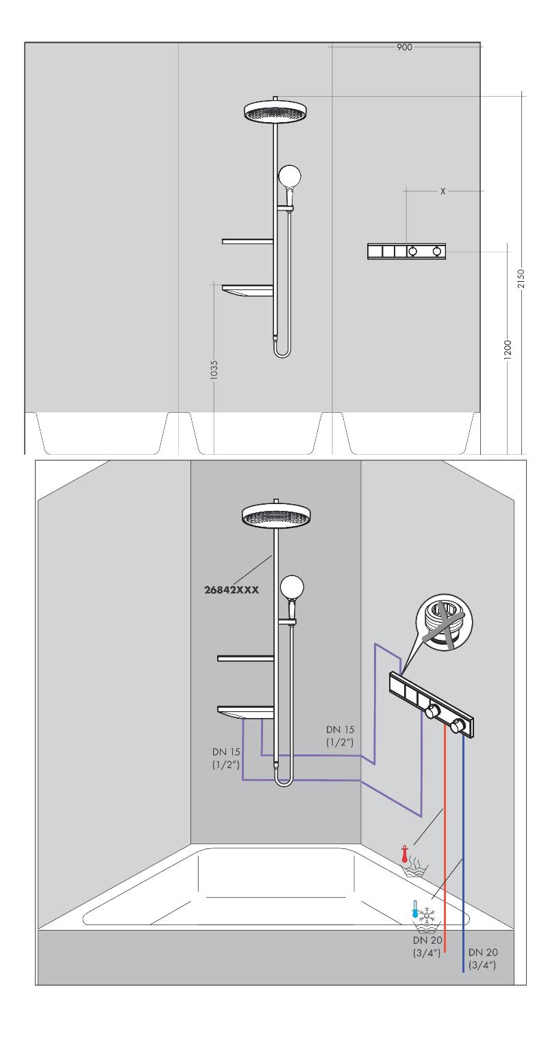 Смеситель для душа Hansgrohe RainSelect 15380990 с термостатом, полированное золото