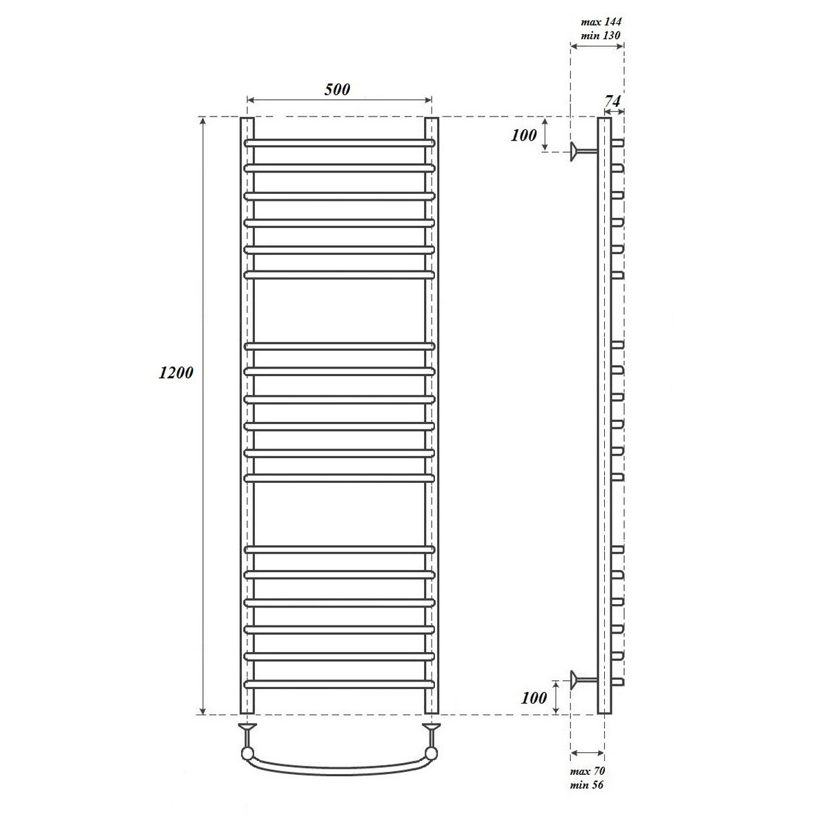 Полотенцесушитель электрический Point PN05152SE П18 50x120 хром