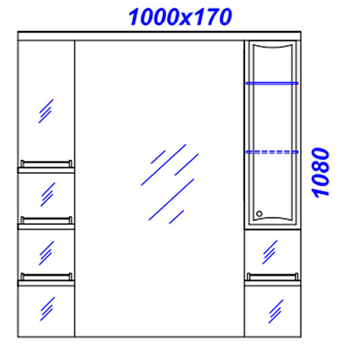 Зеркальный шкаф Aqwella Барселона 100 см Ba.02.10