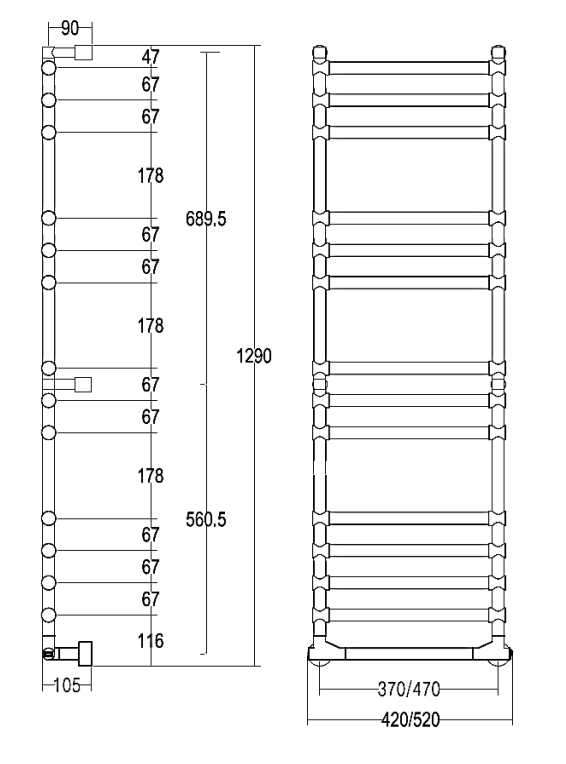 Полотенцесушитель электрический Margaroli Sole 5144714PCRNB 52x129 хром