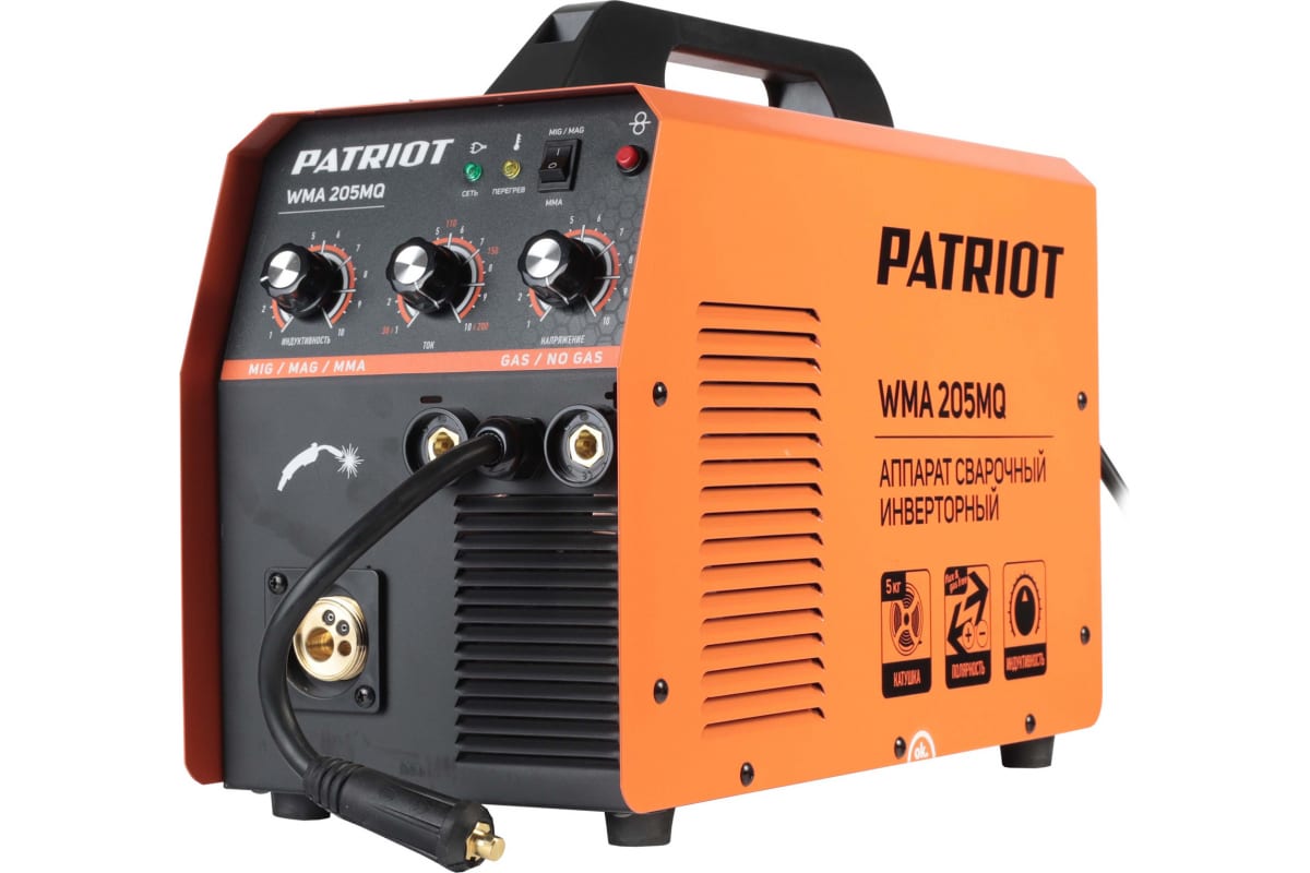 Сварочный инверторный полуавтомат Patriot WMA 205MQ MIG/MAG/MMA, полуавтоматическая сварка в среде 605302155