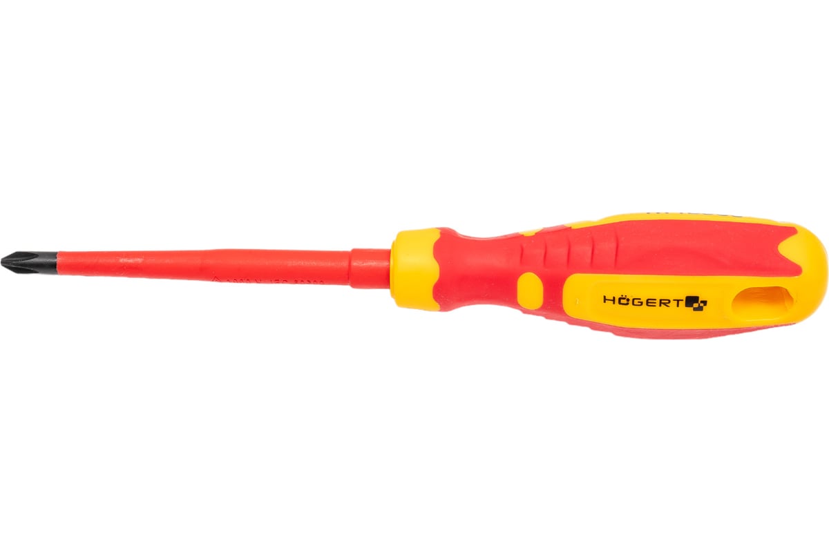 Изолированная крестовая отвертка Hoegert Technik PH2, 100 мм, 1000 V, сталь CrMo HT1S966