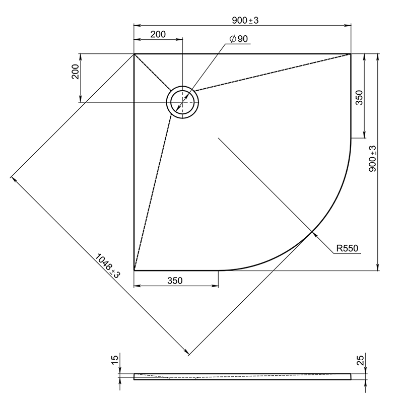 Поддон для душа Jacob Delafon Tolbiac 90x90 E6D329RU-NGM черный матовый