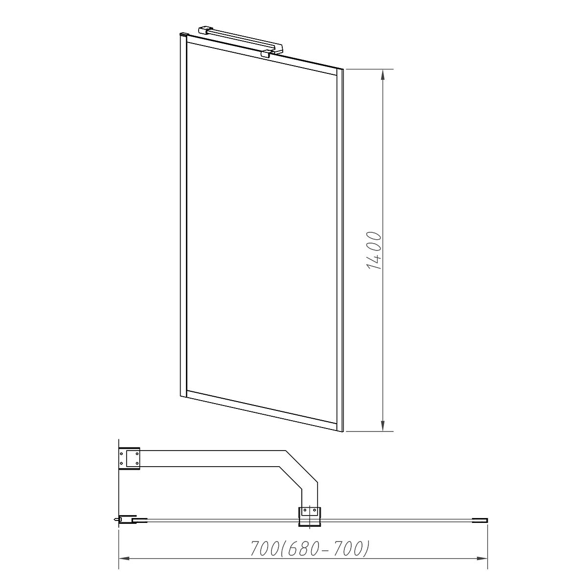 Шторка для ванны Vincea VSB-41700CLB 70x140 черный, прозрачное