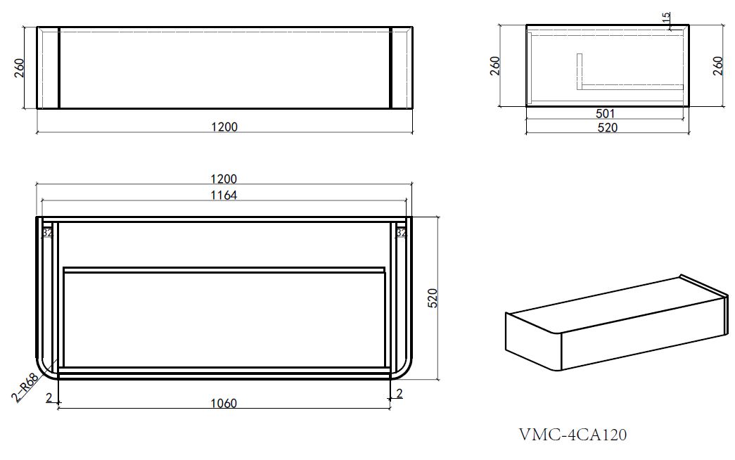 Мебель для ванной Vincea Caprise 120 см серый матовый