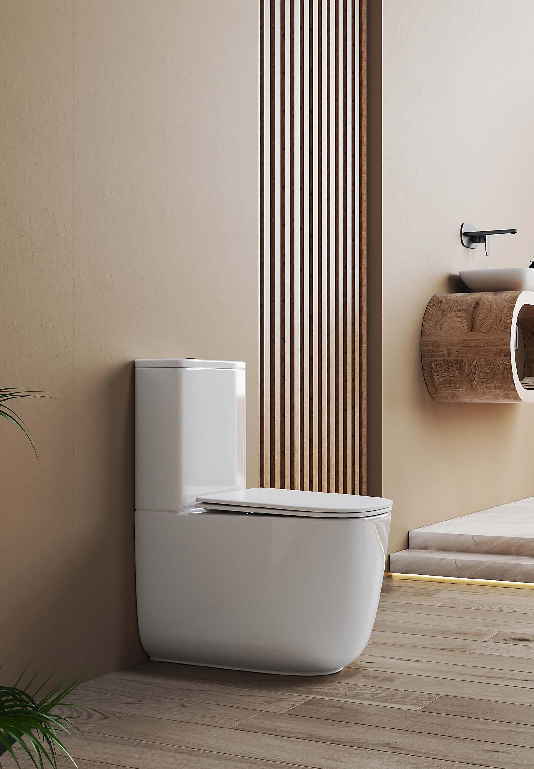 Унитаз-компакт Aquatek Optima Square AQ4451-00 безободковый, смыв торнадо, с микролифтом