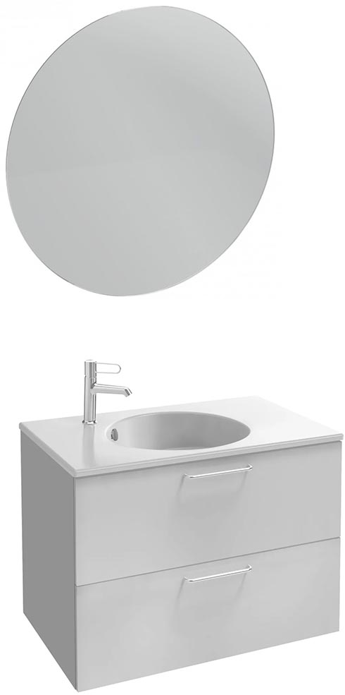 Мебель для ванной Jacob Delafon Odeon Rive Gauche 80 см, белый блестящий, ручки хром