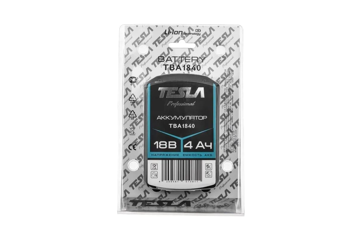 Аккумулятор Tesla TBA1840 18.0 В 4.0 Ач 597902
