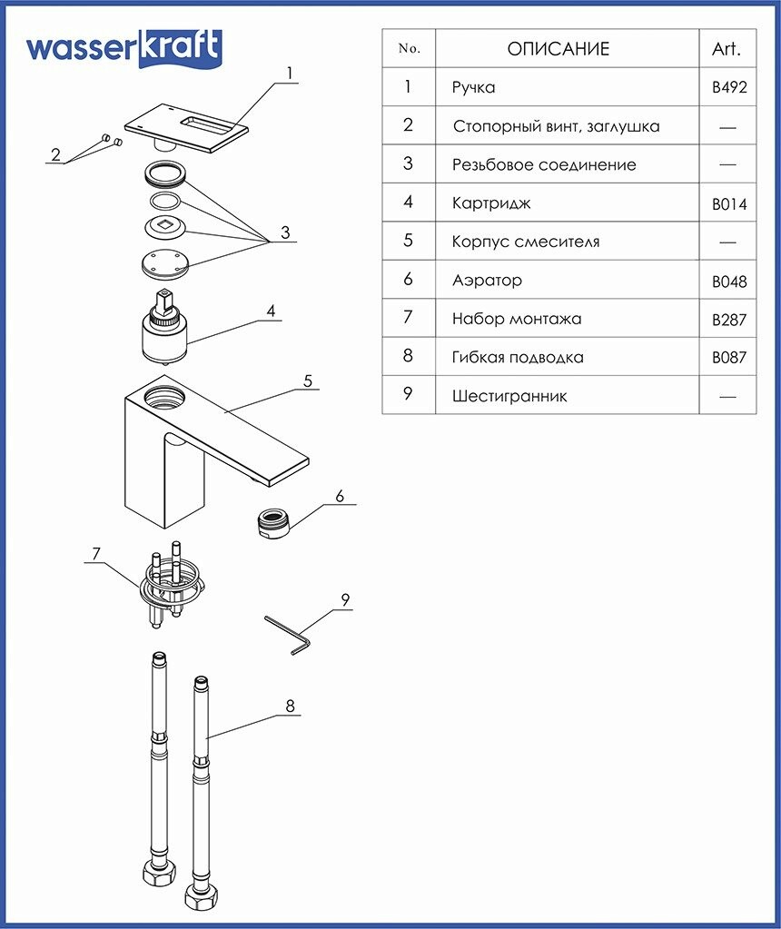 Смеситель для раковины WasserKRAFT Alme 1503