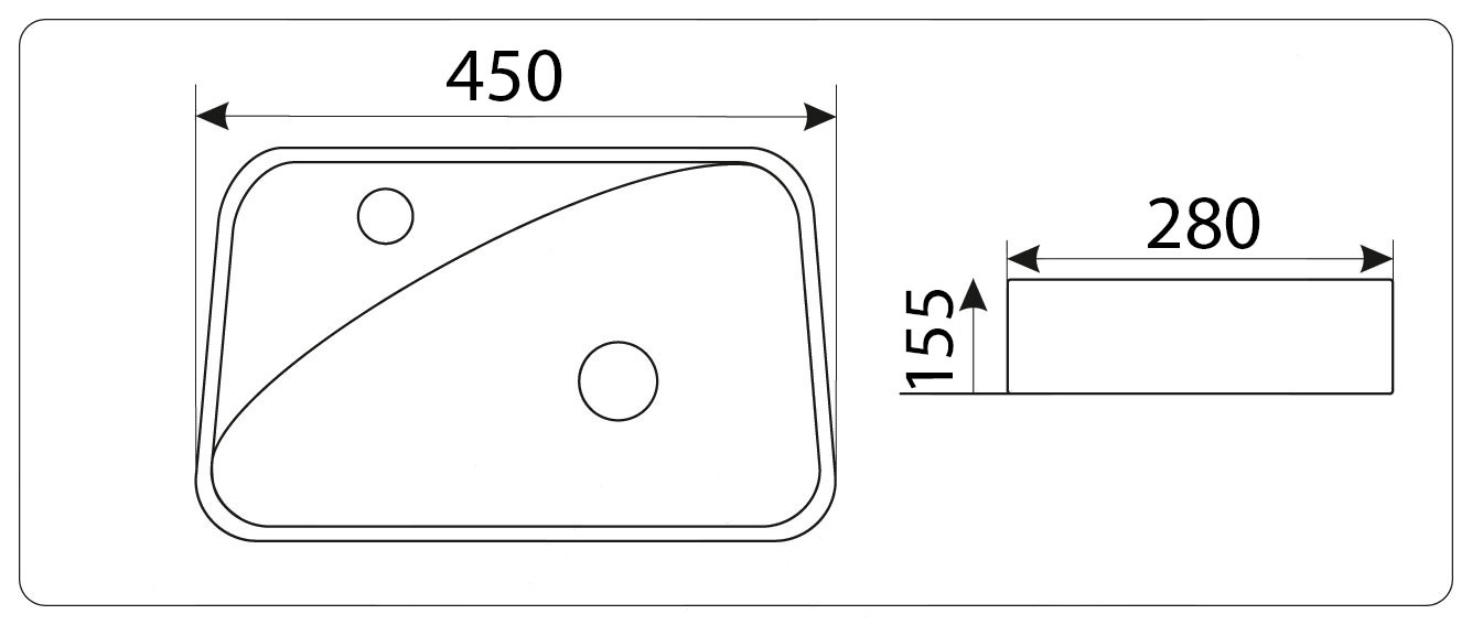 Раковина CeramaLux N 9275R 45 см правая