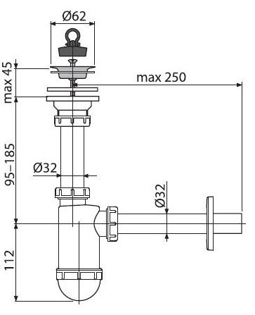 Сифон для раковины Alcaplast A411 выпуск 32