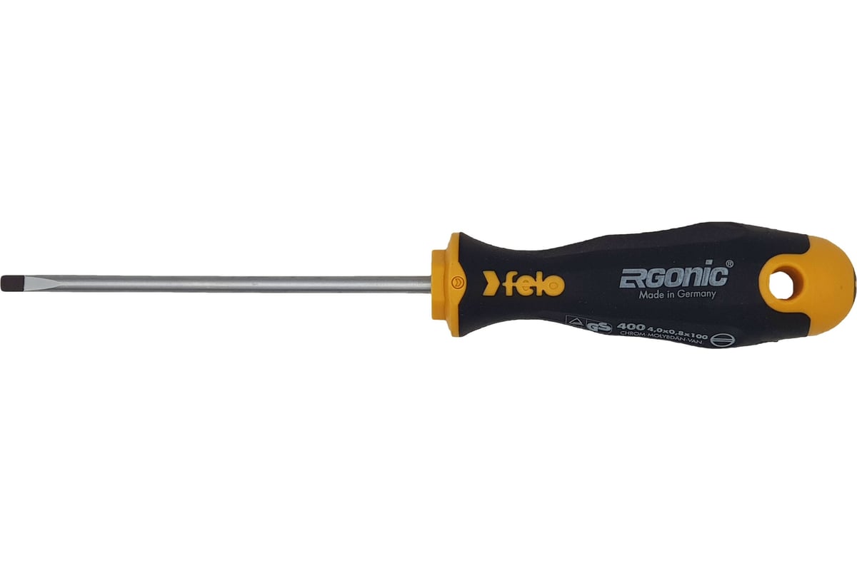 Плоская шлицевая отвертка 4,0х0,8х100 Felo Ergonic 40004310