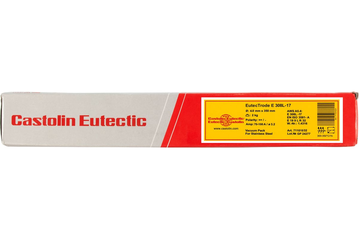 Электроды EutecTrode Е308L-17 VP 4x350 мм, 2 кг CASTOLIN 71101032