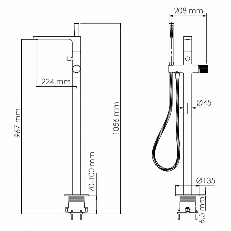 Напольный смеситель WasserKRAFT Schunter 8221 матовое золото