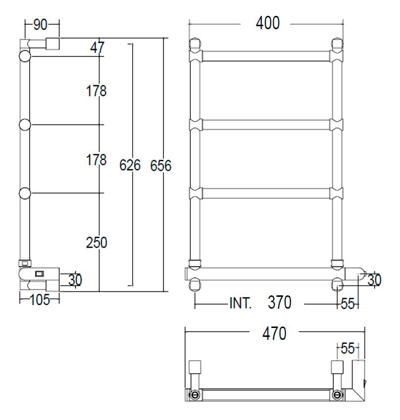 Полотенцесушитель электрический Margaroli Sole 370-542-4 40x65 хром