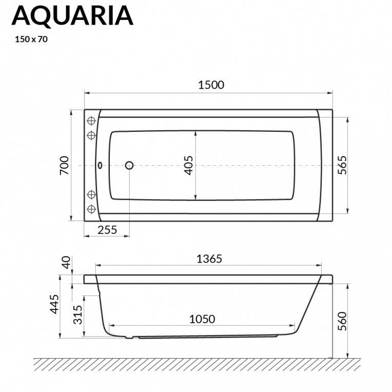 Акриловая ванна Excellent Aquaria 150x70