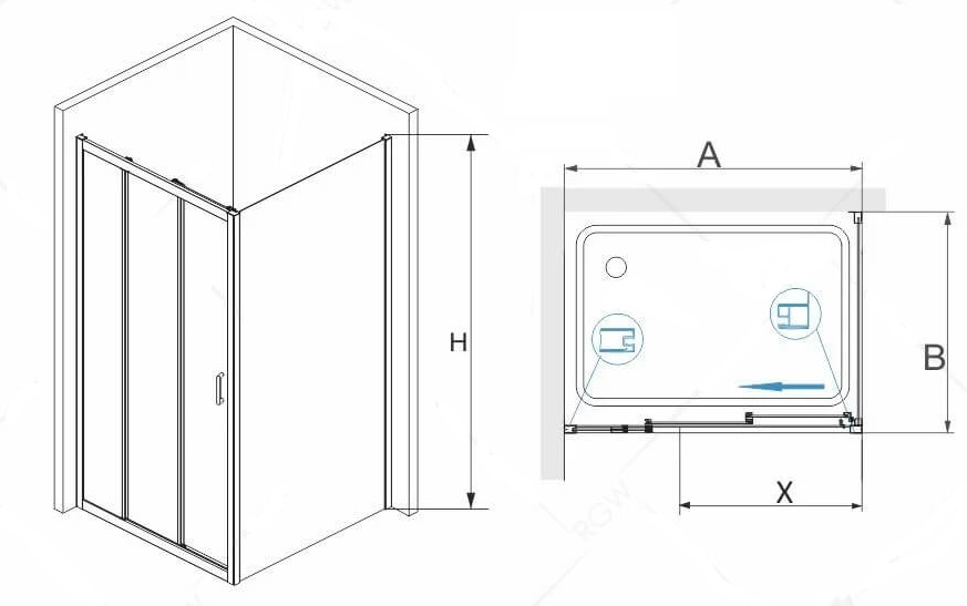 Душевой уголок RGW Passage PA-73P 90x80, прозрачное