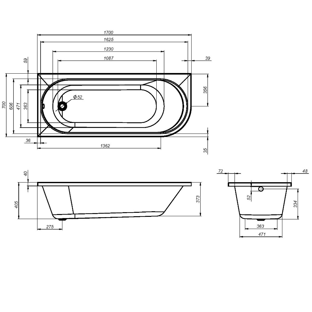 Акриловая ванна Am.Pm X-Joy W94A-170L70W-A 170x70 см L