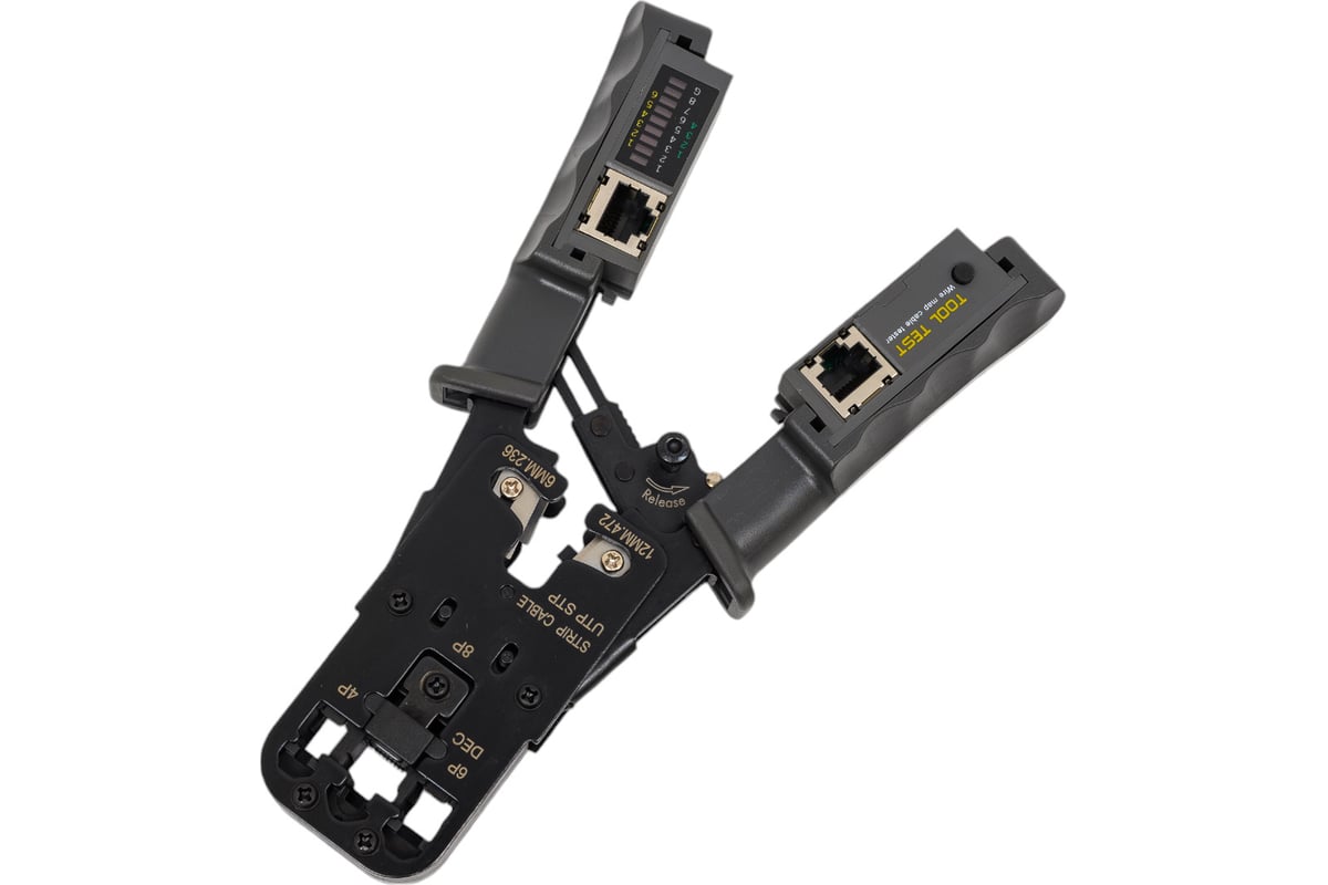 Обжимной инструмент Cabeus HT-022) 3 в 1, для RJ-45, RJ-11/12, с тестером для витой пары HT-2010NT