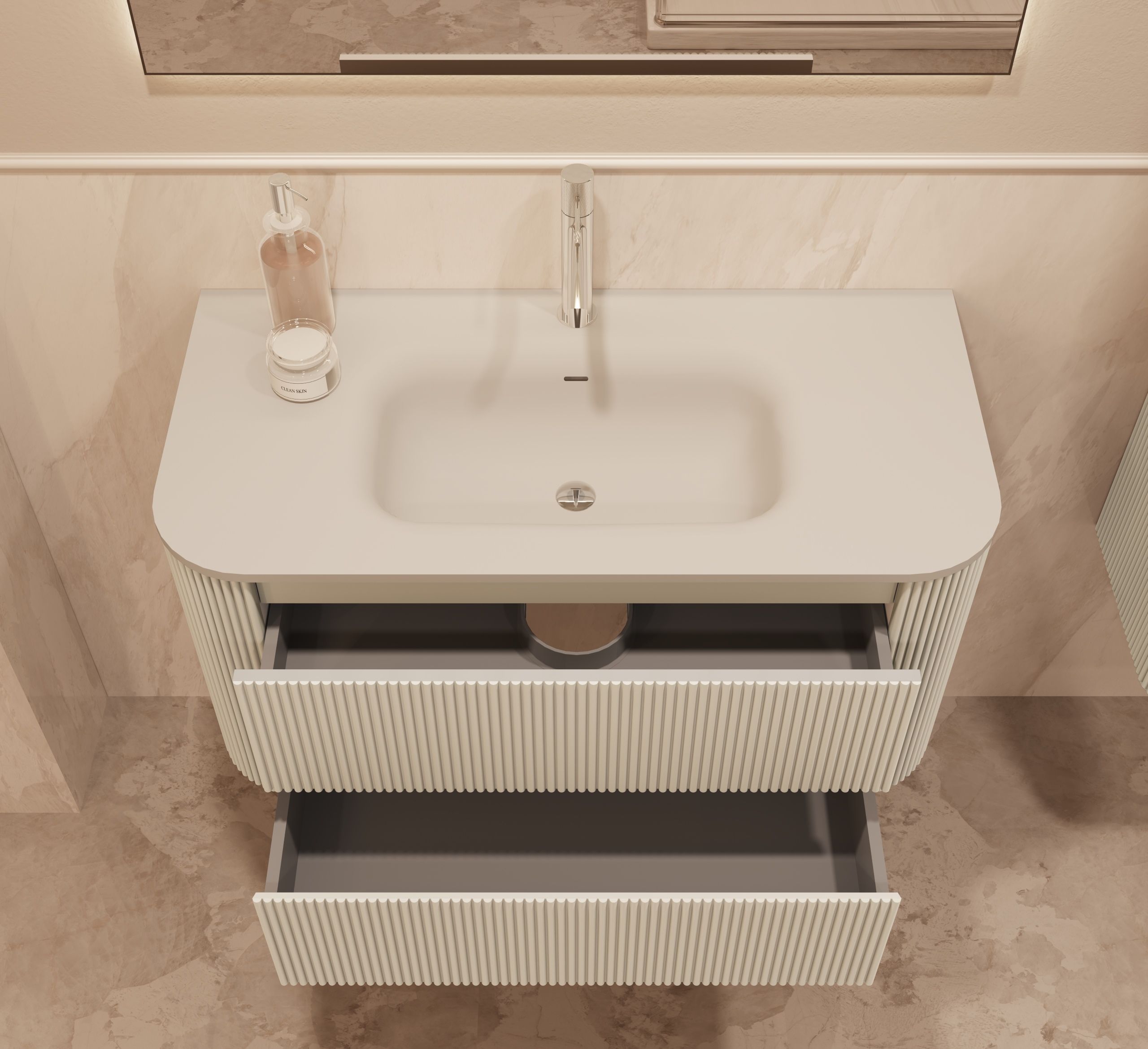 Тумба с раковиной Vincea Альто (Alto) 100 см светло-бежевый матовый