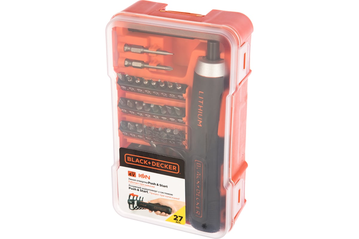 Аккумуляторная отвертка Black&Decker + 27 насадок BD40K27-RU