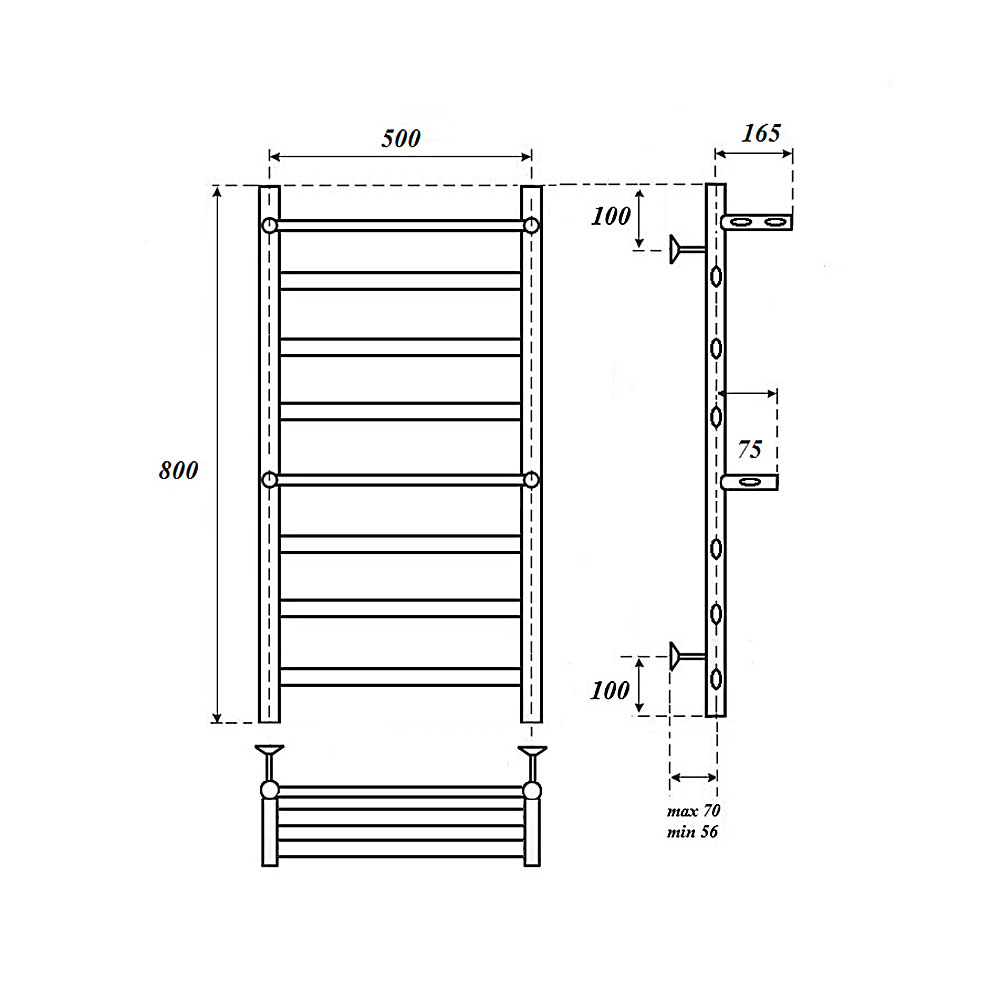 Полотенцесушитель водяной Point Артемида PN14158P П6 50x80 c 2 полками, хром