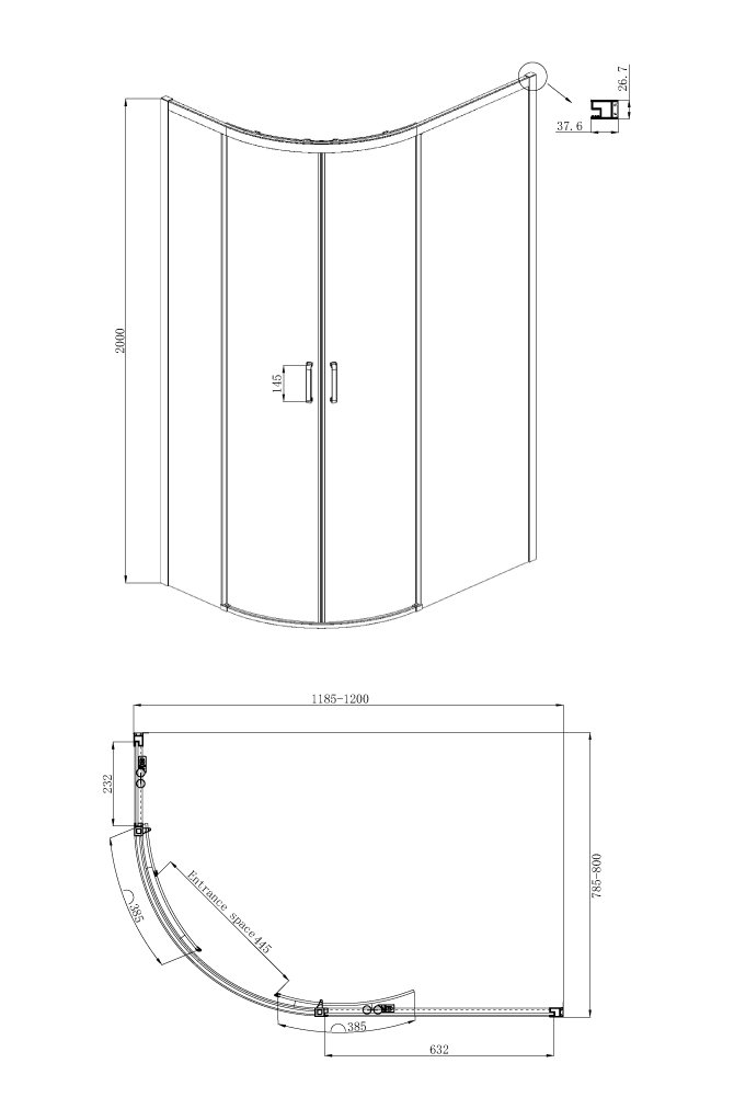 Душевой уголок Ambassador Queen 120x80 11011103R правый, прозрачный, хром