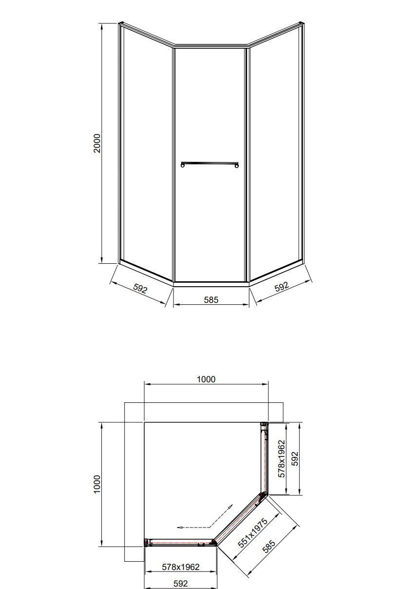 Душевой уголок Timo TTSS-100/03C-8R 100x100 правый, прозрачный, черный T35R