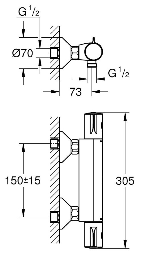 Смеситель для душа Grohe Grohtherm 800 34558000 термостат