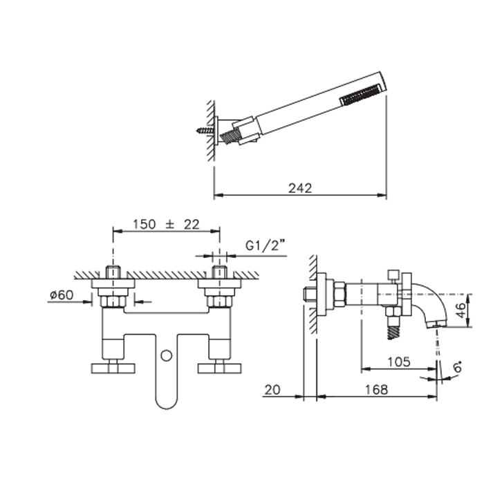 Смеситель для ванны Nicolazzi M.Croce 2202CR27