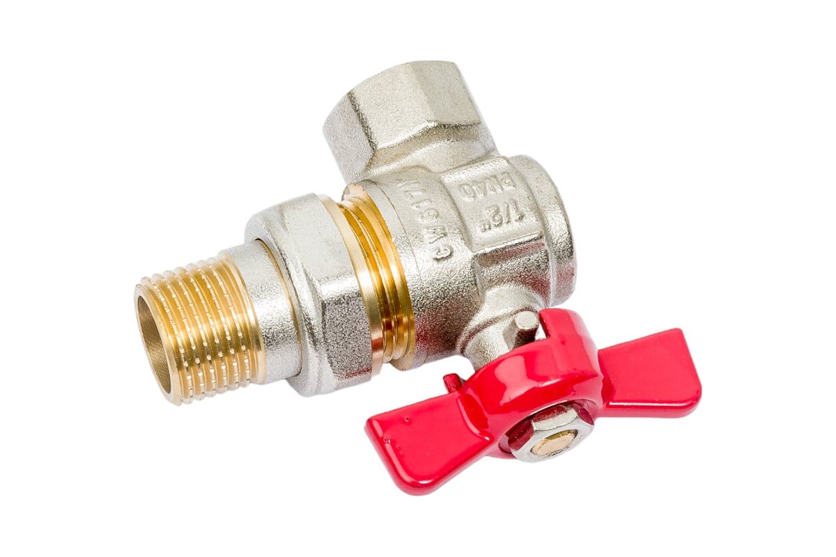 Шаровой угловой кран AV Engineering 1/2 PN40 с внутренней резьбой, бабочка AVE094012E