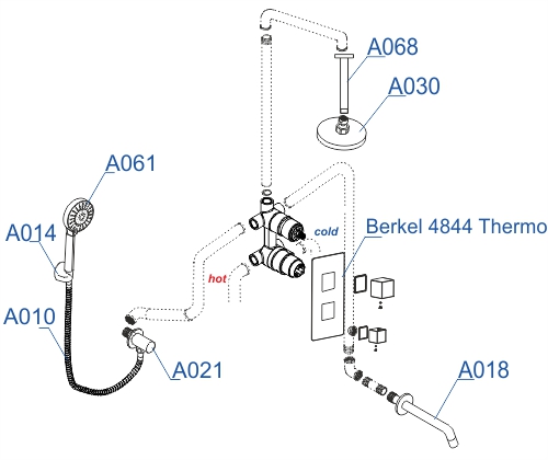 Душевой набор WasserKRAFT Berkel A174868 Thermo