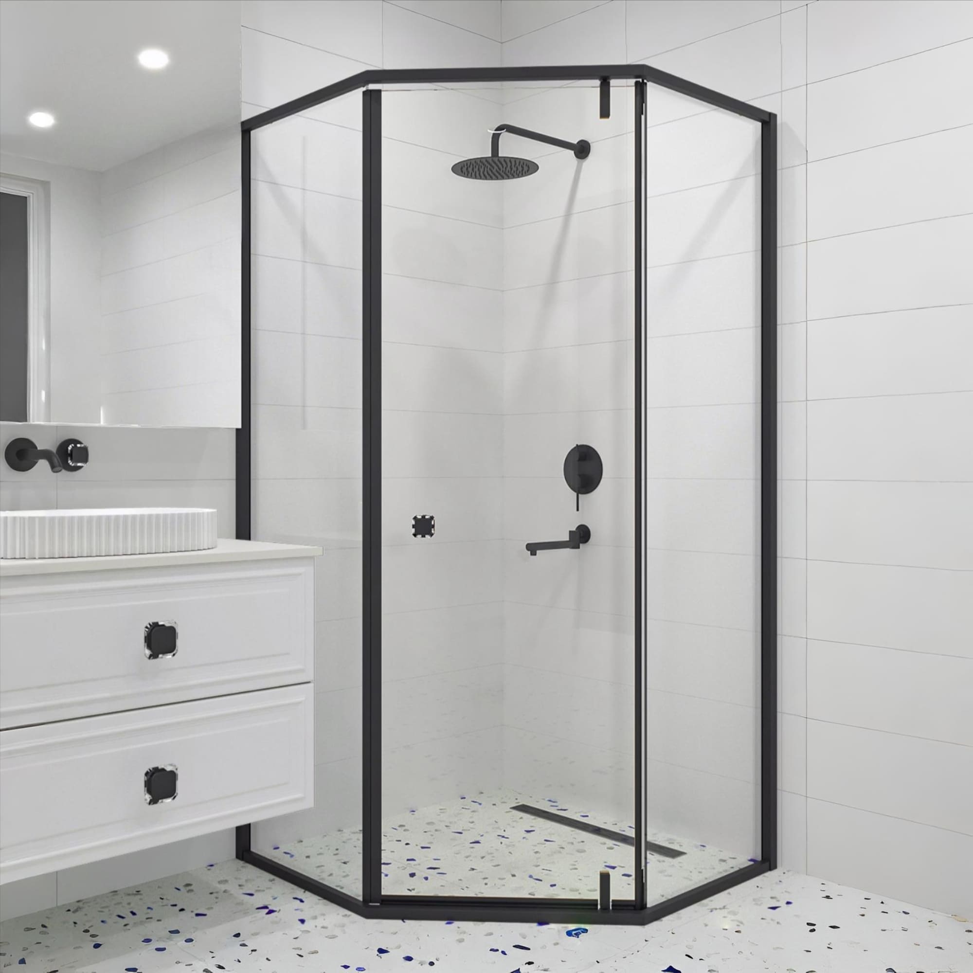 Душевой уголок RGW Hotel HO-088B 100x100 прозрачное, черный 350608800-14