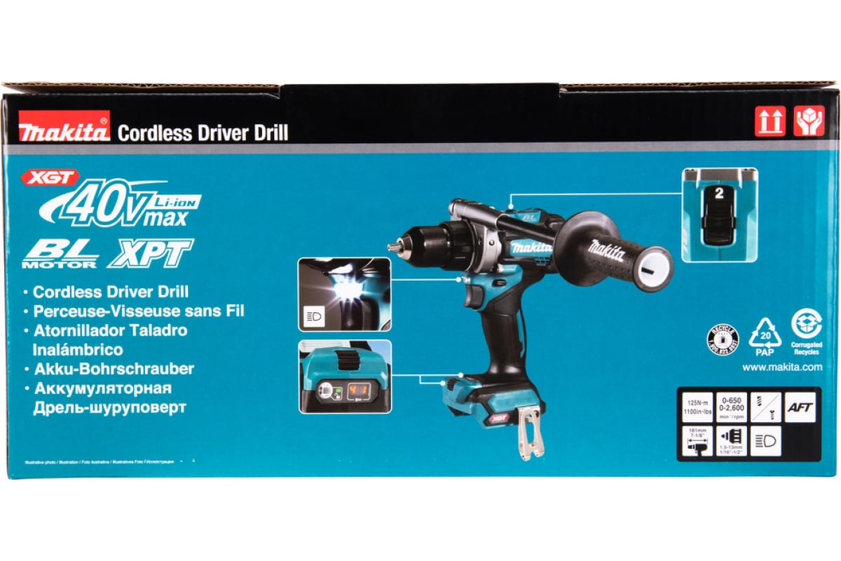 Аккумуляторная дрель-шуруповерт Makita XGT BL 40В DF001GZ