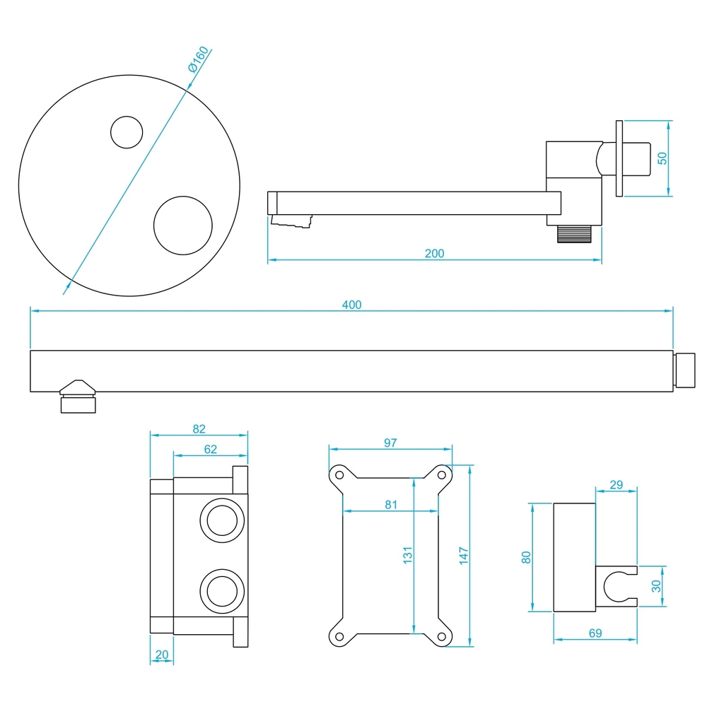 Душевой набор RGW Shower Panels SP-55B встраиваемый, черный