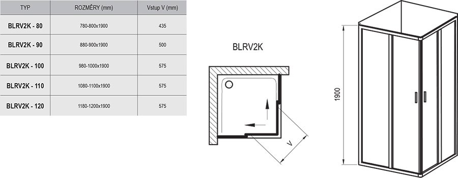 Душевая дверь Ravak Blix BLRV2K-100