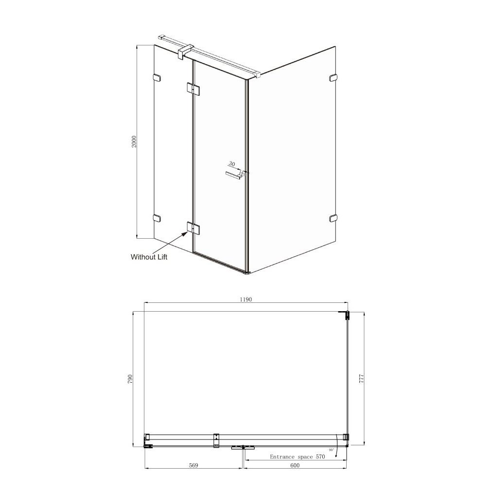 Душевой уголок Ambassador Abner 120x80 10011103L прозрачный, хром, L