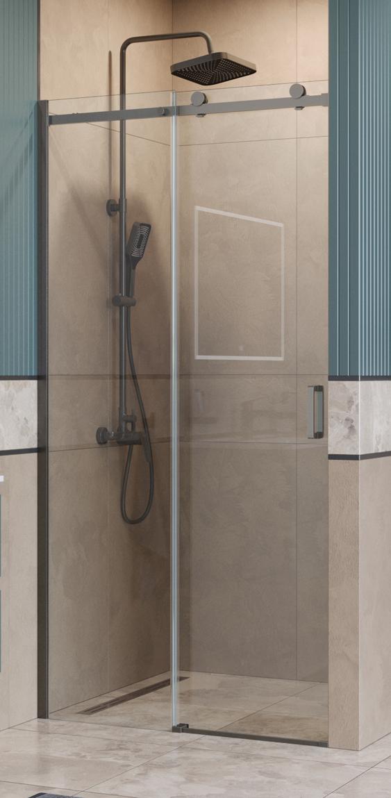 Душевая дверь BelBagno SOFT_CLOSE-2-BF-1-100-C-GM 100x200 прозрачная, оружейная сталь