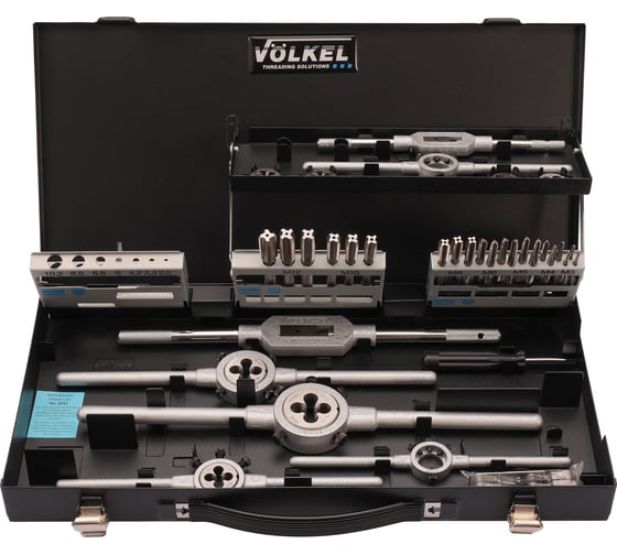 Набор метчиков и плашек VOLKEL M3-M12 HSS-G 37 предметов V49107